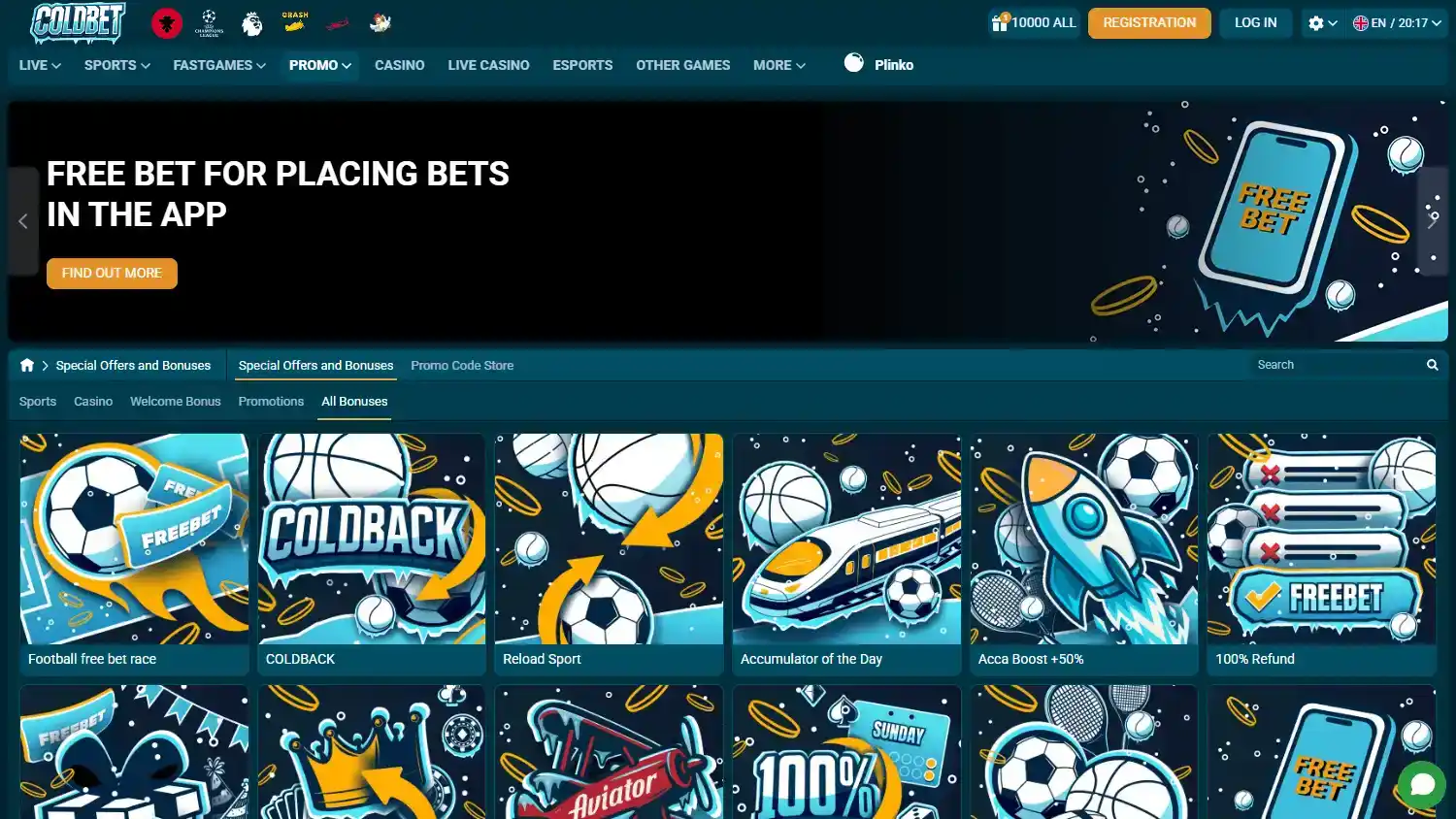 Aktualny panel promocji Coldbet